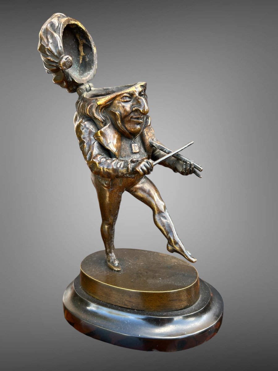 Pyrogene XIXth / Bronze Figure On Marble Base "the Grotesque"-photo-2