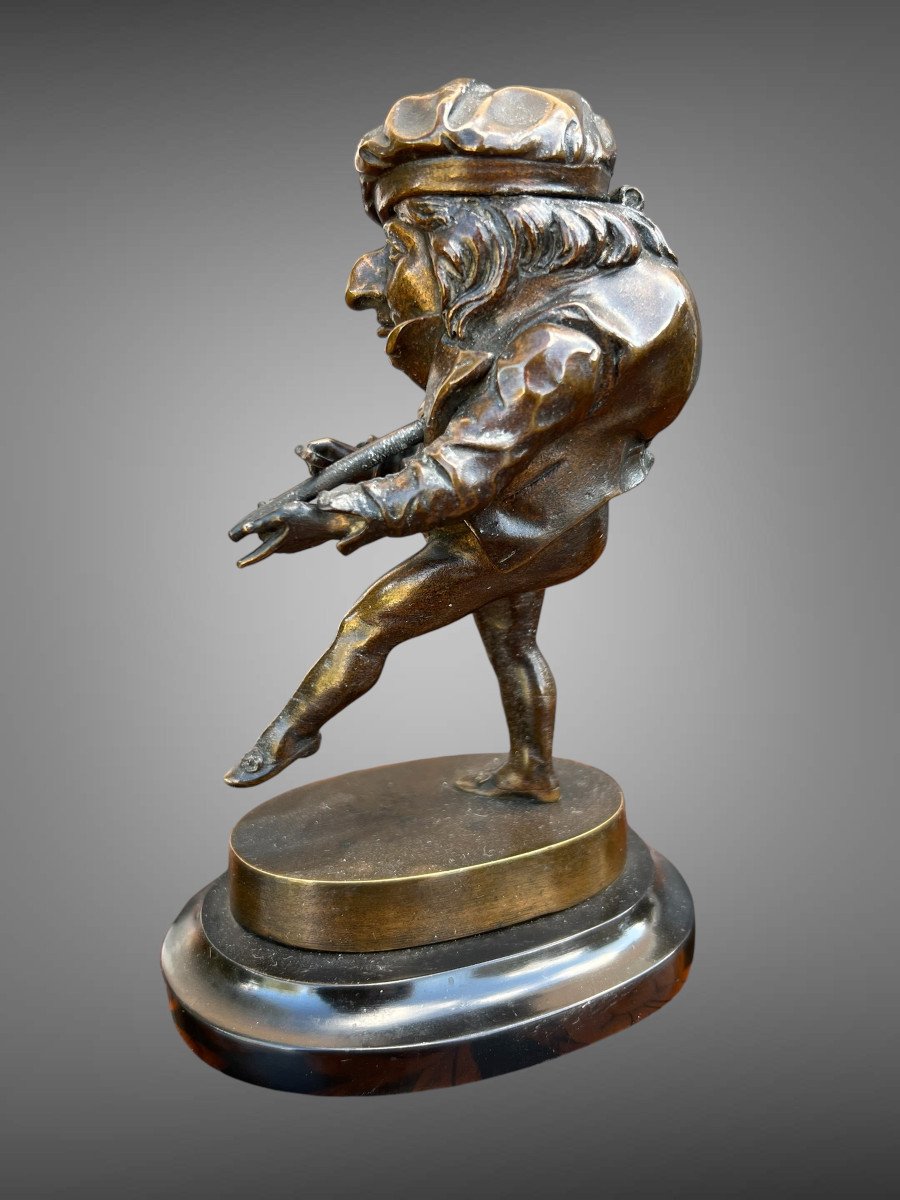 Pyrogene XIXth / Bronze Figure On Marble Base "the Grotesque"-photo-4