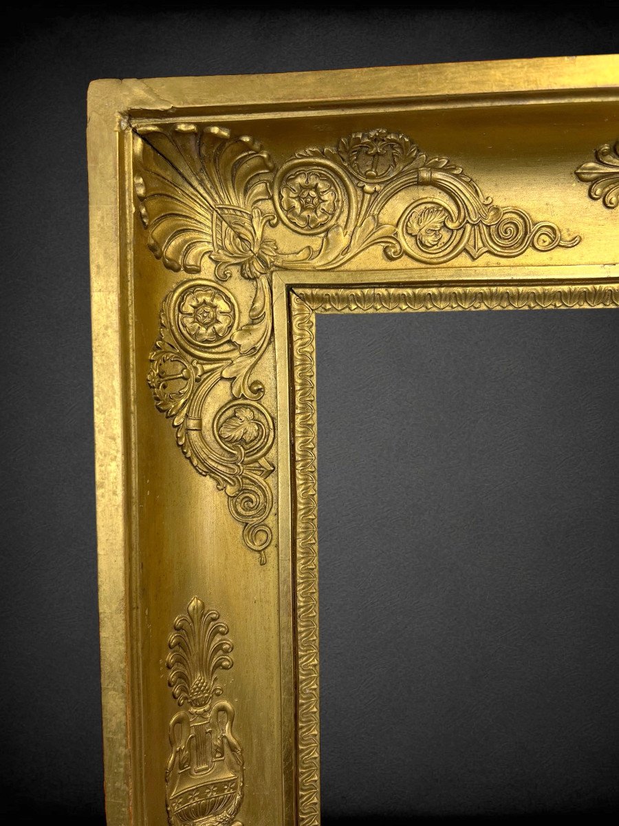 Cadre Style Empire Du XIXe En Bois /stuc Doré Pour Peinture 53 Cm X 42 Cm-photo-5