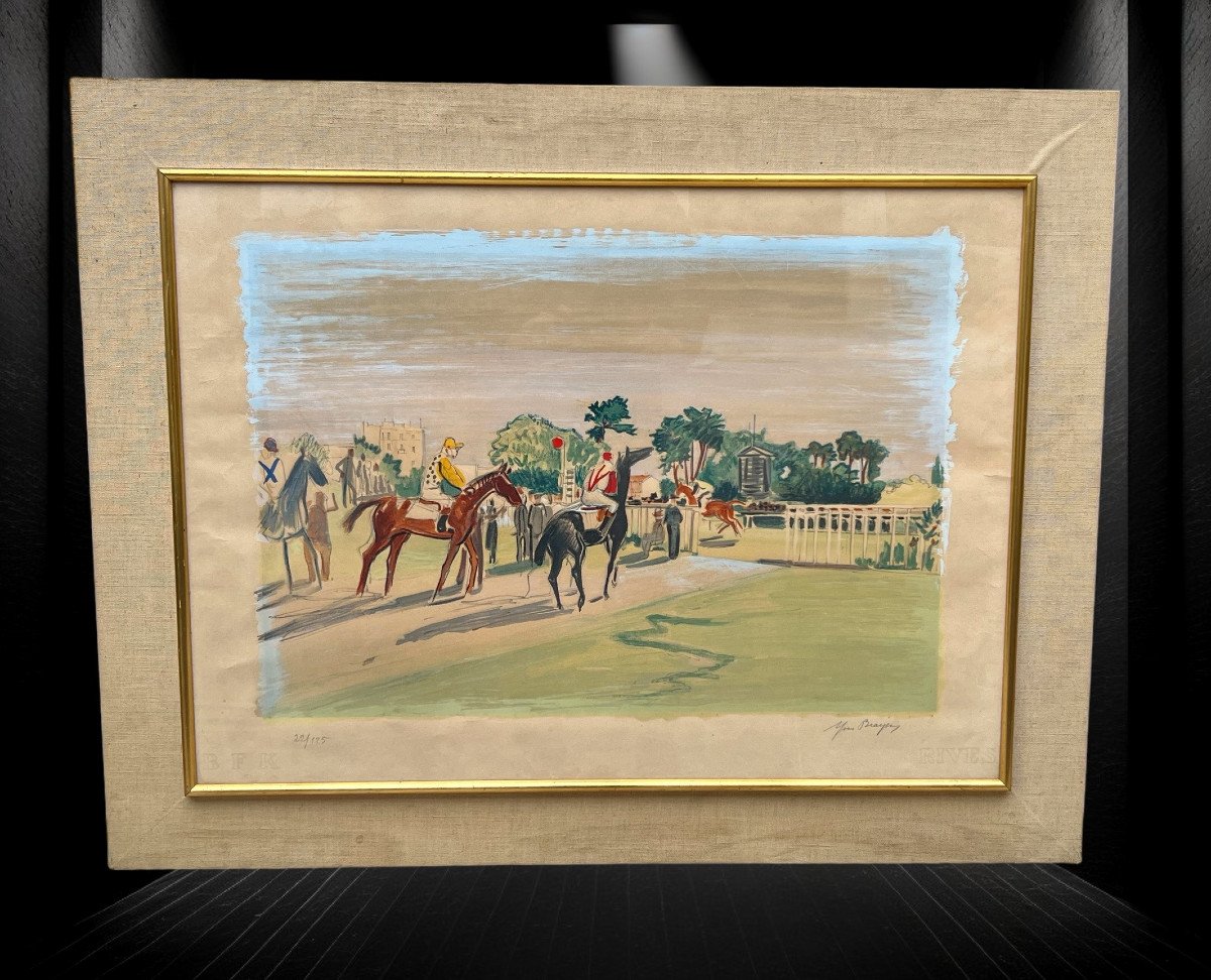 Grande Lithographie Couleur Signée Yves Brayer ( 1907-1990 ) Concours Hippique