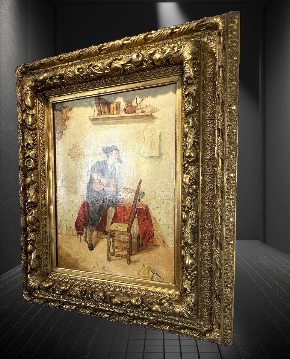 19th Century Painting By "luis Jimenez Aranda 1845/1928" With Superb Golden Frame-photo-3