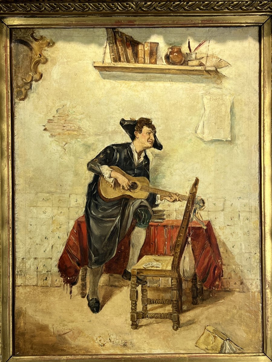 Peinture Du XIXe De " Luis Jimenez Aranda 1845 / 1928 " Avec Superbe Cadre Doré-photo-5