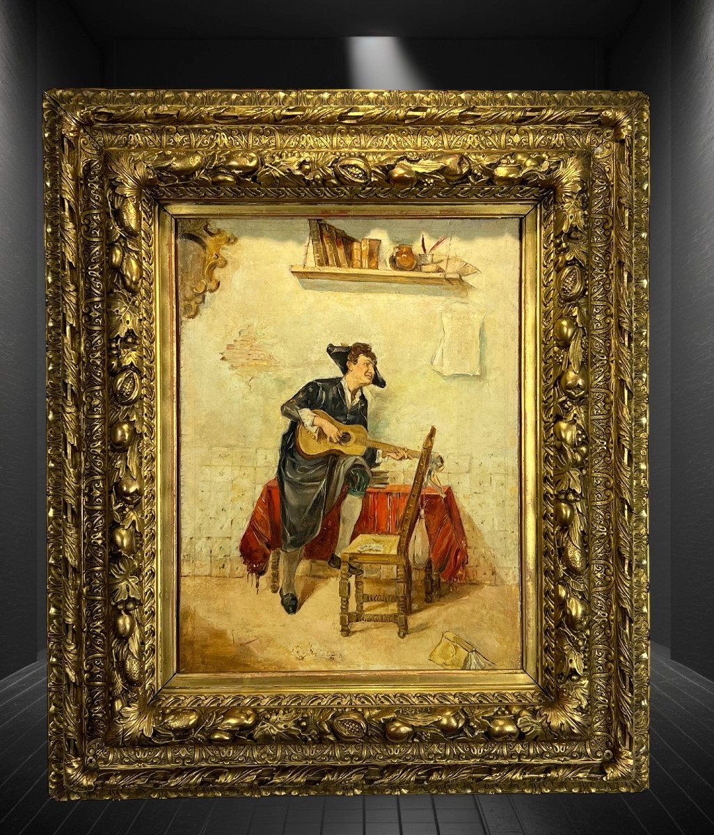 19th Century Painting By "luis Jimenez Aranda 1845/1928" With Superb Golden Frame