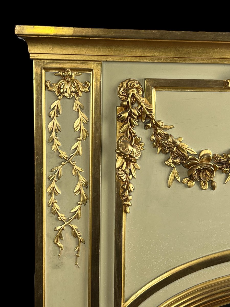 Trumeau Ancien / Miroir De Style Louis XVI En Bois Et Stuc Doré ( Feuille d'Or )-photo-6