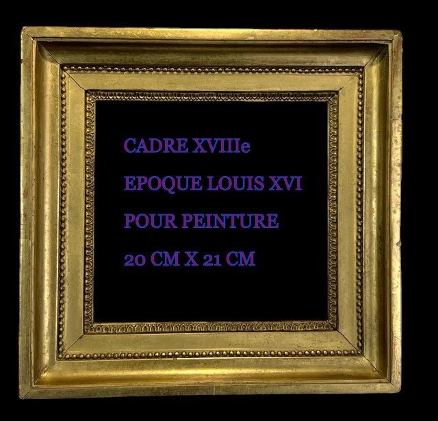 Cadre XVIIIe Epoque Louis XVI En Bois Doré Sculpté Pour Peinture 56 Cm X 46,5 Cm-photo-3