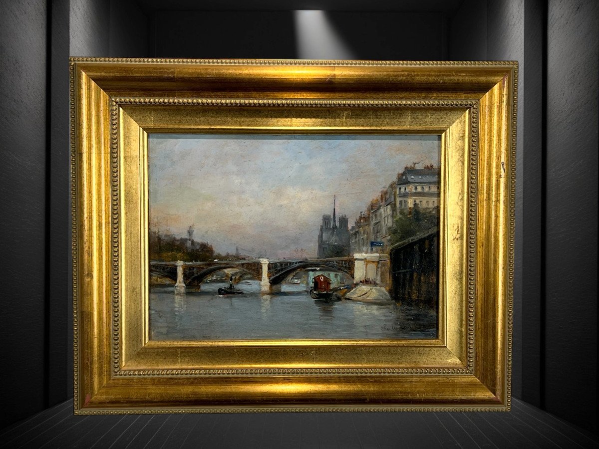 Tableau / Huile Sur Panneau Representant " Paris Notre Dame " Peinture Signée