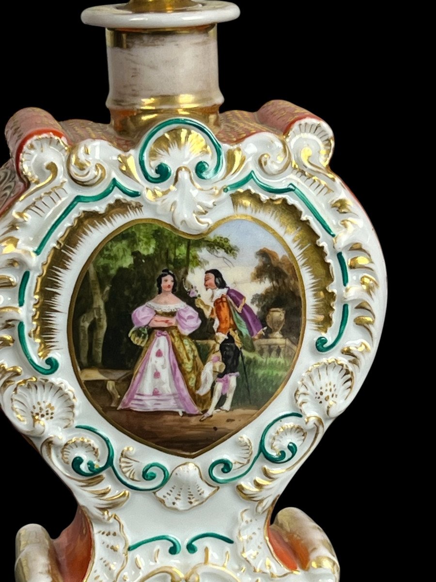 Jacob Petit (1796-1868) Pair Of Polychrome Porcelain Bottles Of Courtly Scenes  -photo-4