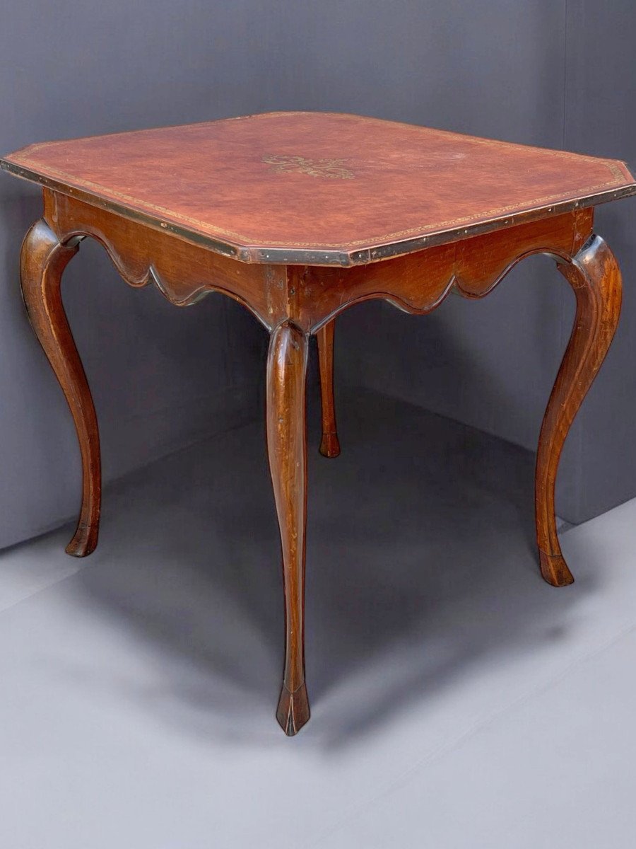 Table De Cabaret XVIIIe époque Louis XV En Bois Fruitier Avec Un Dessus Cuir-photo-6