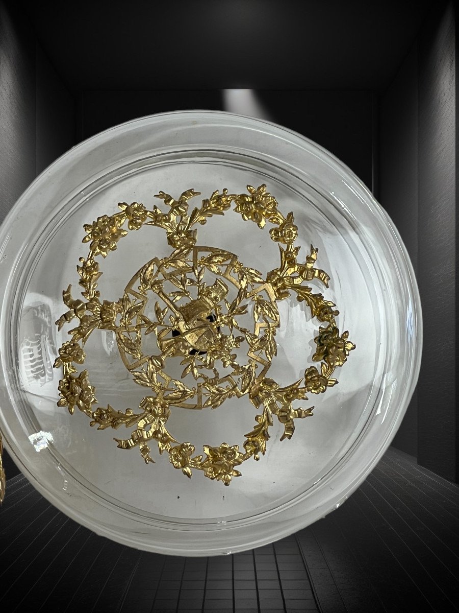 Bonbonnière Ancienne De Style Louis XVI En Verre Et Laiton Doré-photo-4