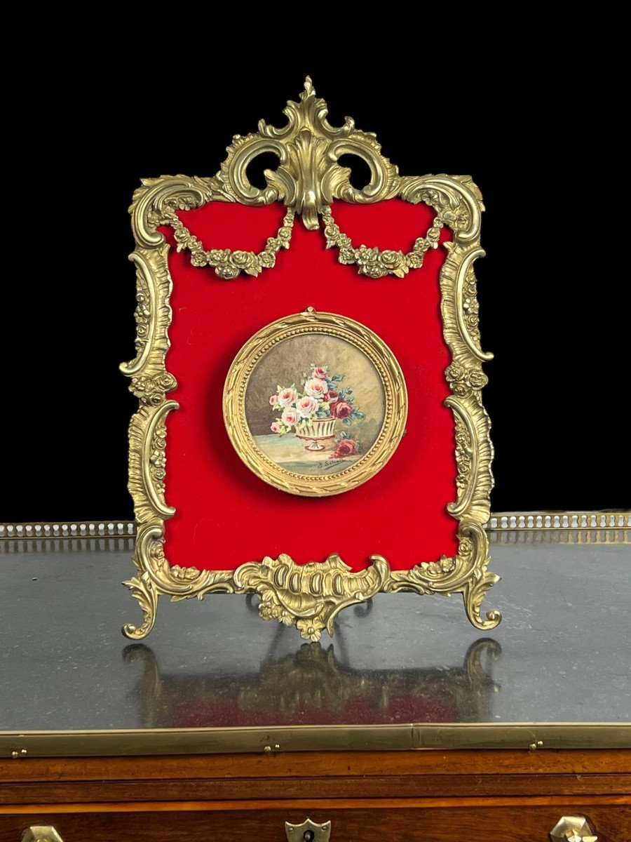 Antique Louis XV Style Gilt Bronze Photo Frame / Holder-photo-4