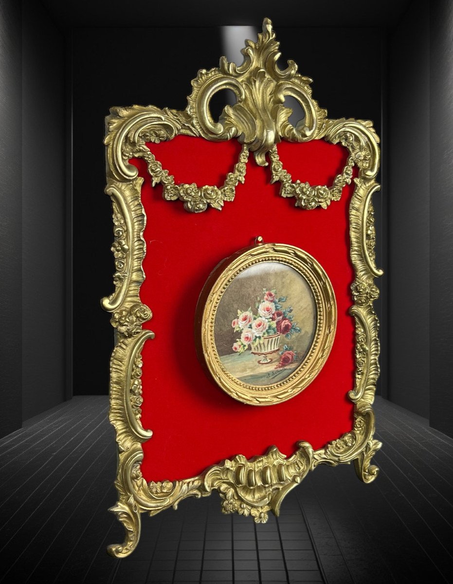 Antique Louis XV Style Gilt Bronze Photo Frame / Holder-photo-7