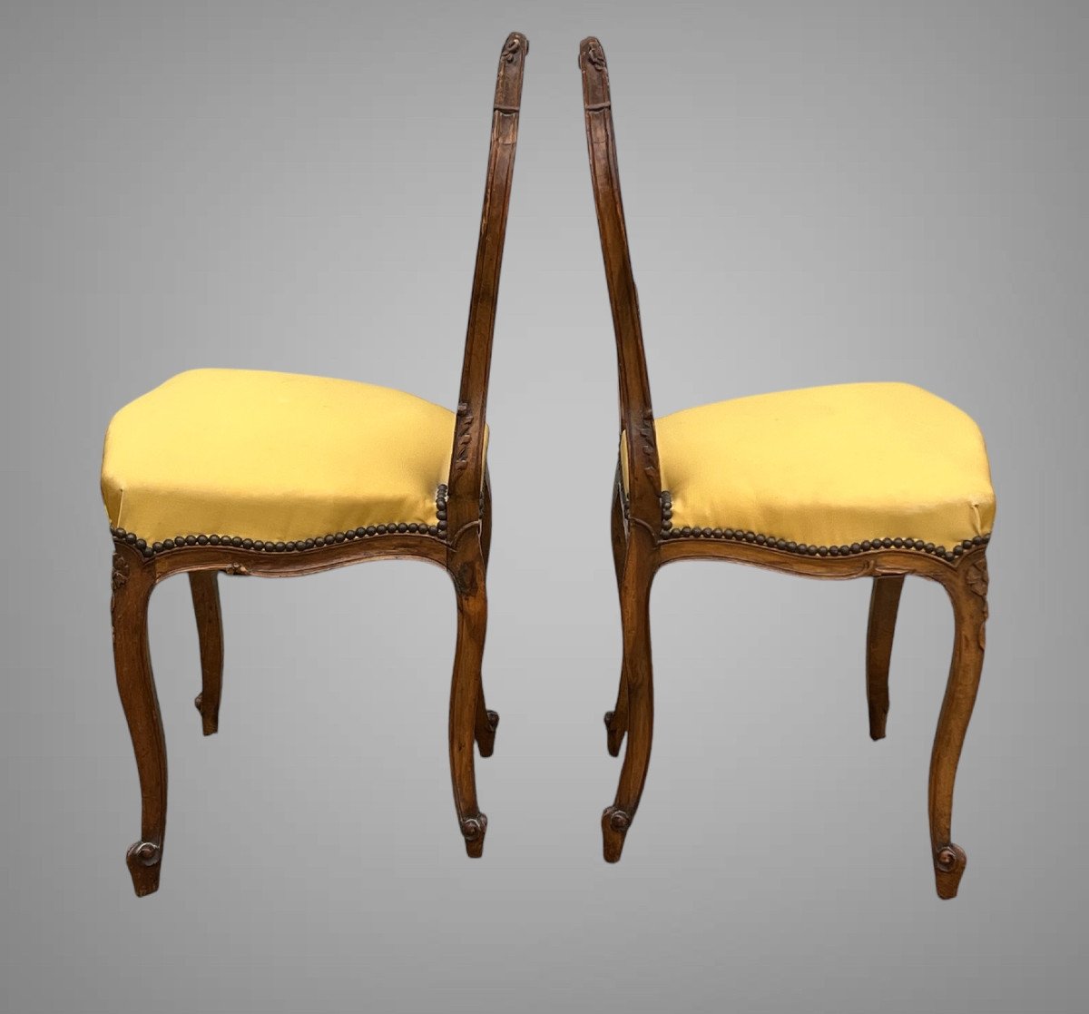 Pair Of Antique Louis XV Style Walnut Bedroom Chairs From The 1900s-photo-4