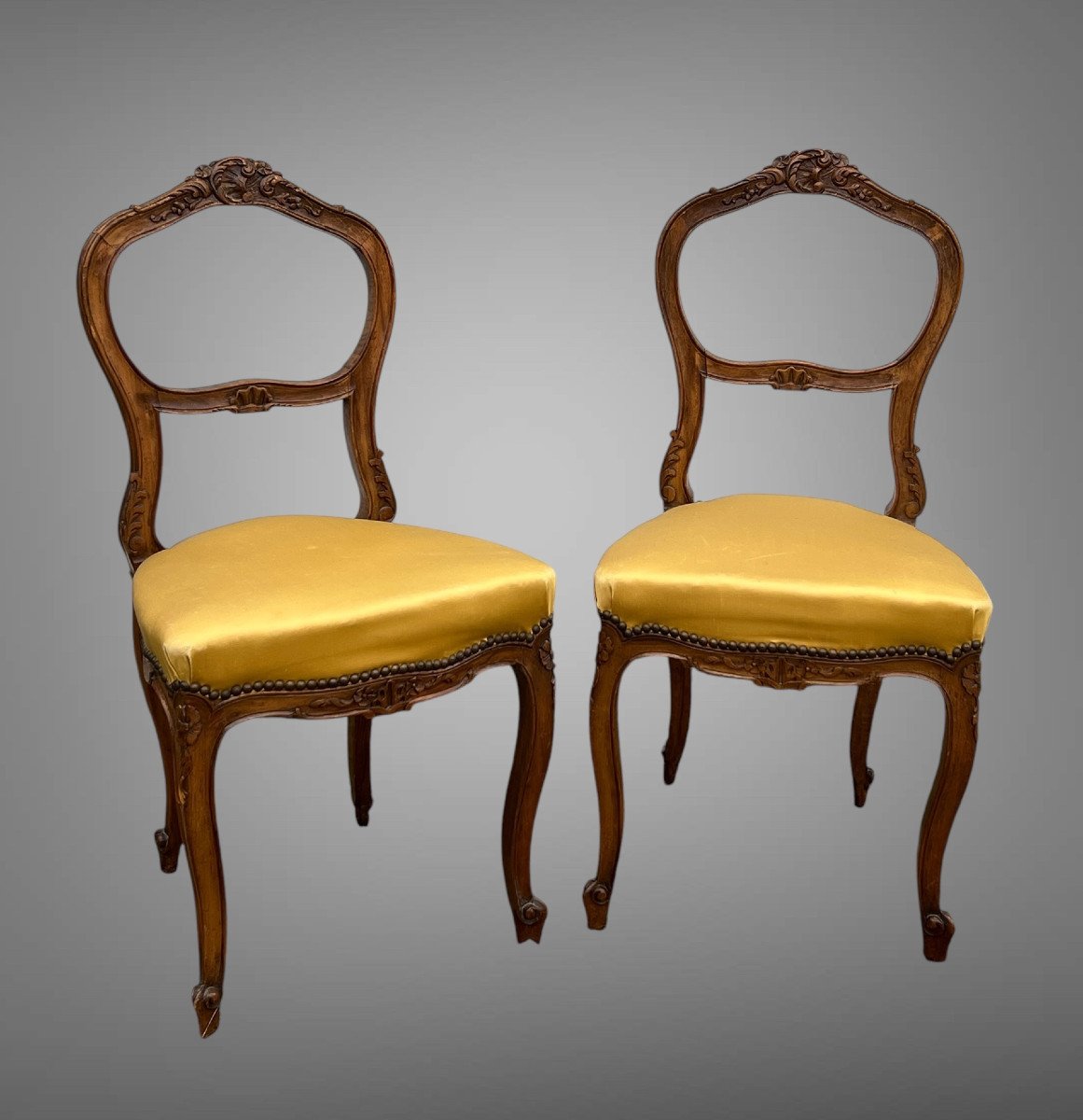 Pair Of Antique Louis XV Style Walnut Bedroom Chairs From The 1900s-photo-1