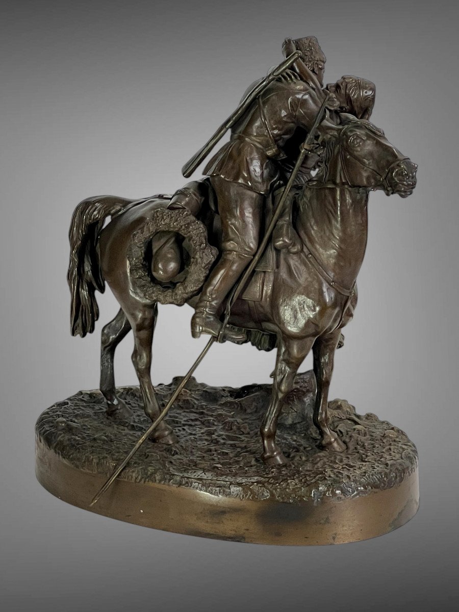 Bronze By Vassily Yacovlevitch Gratchev (1831-1905) "the Cossack" Founder's Stamp-photo-3