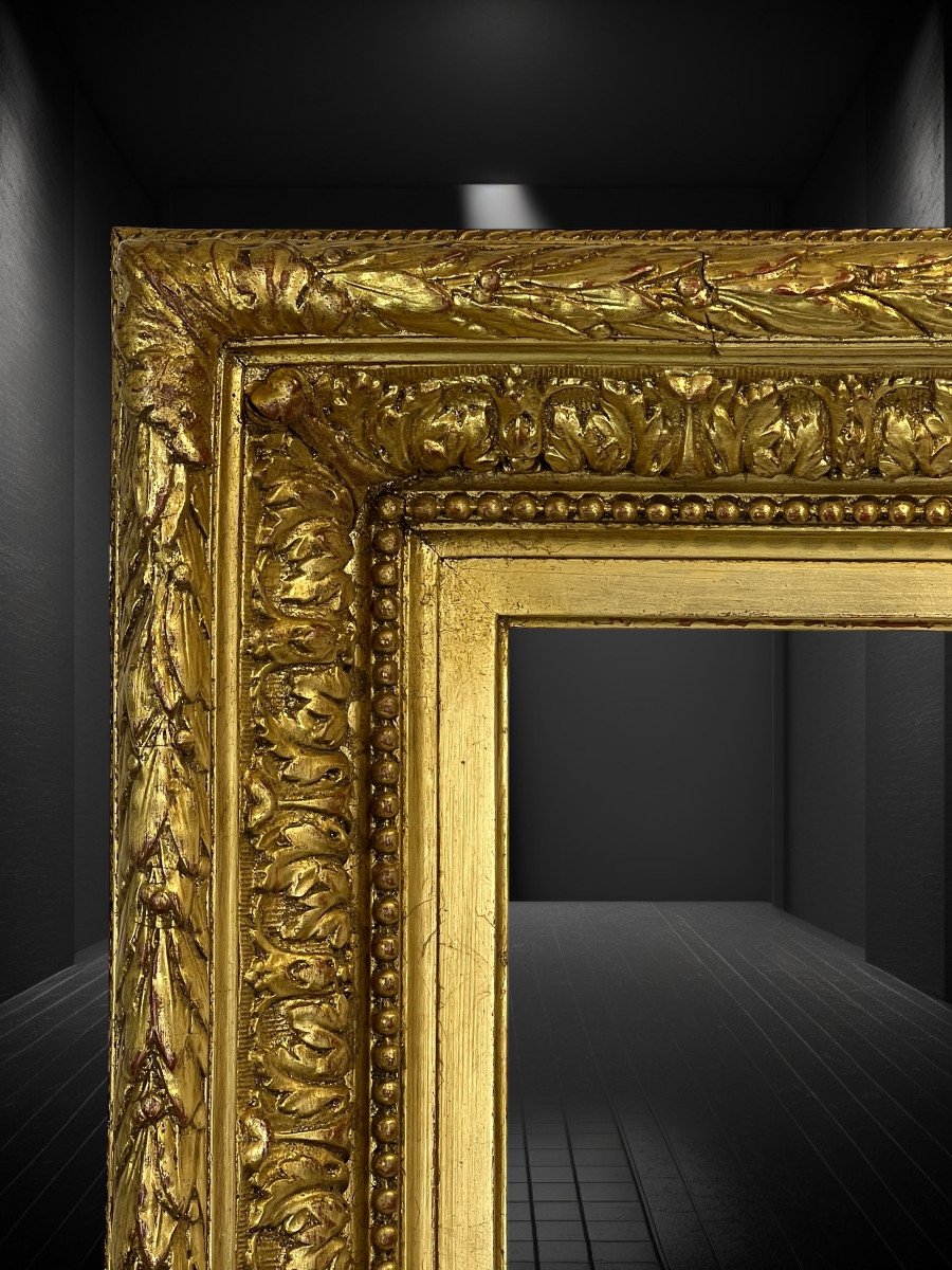 Antique 19th Century Frame In Wood And Carved Gilded Stucco For Painting 46 Cm X 34 Cm-photo-3