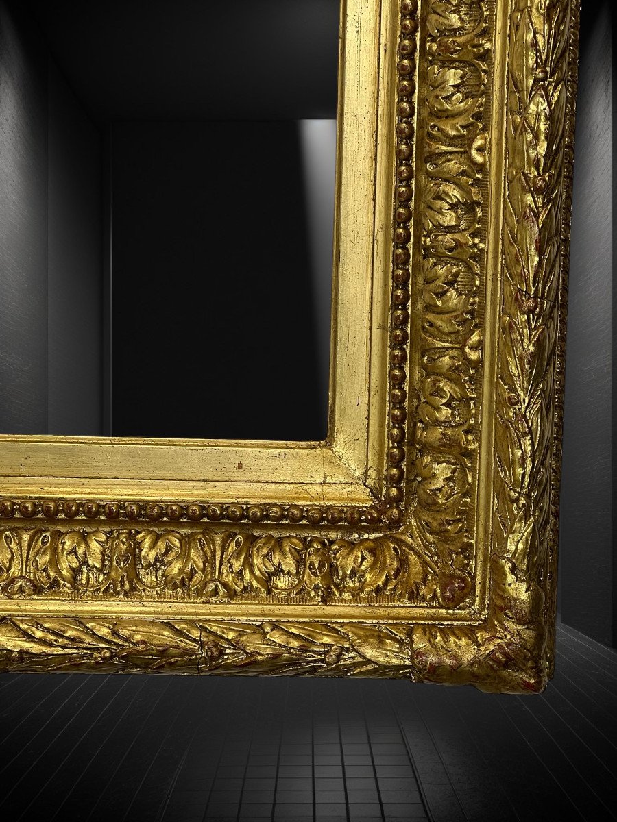 Antique 19th Century Frame In Wood And Carved Gilded Stucco For Painting 46 Cm X 34 Cm-photo-4