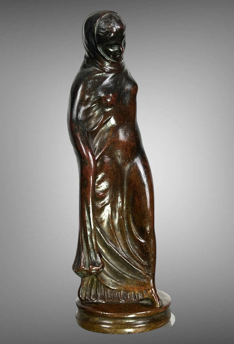 Antique Bronze Napoleon III Period Representing A Draped Woman Al Antique-photo-4