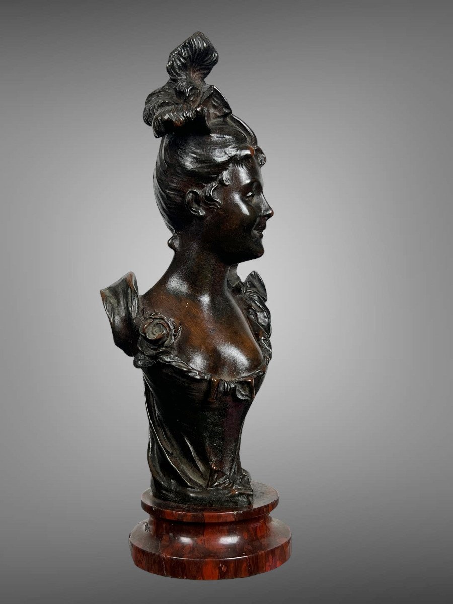 Ancient Bronze By Victor Léopold Bruyneel 1849 Representing An Elegant Woman-photo-4