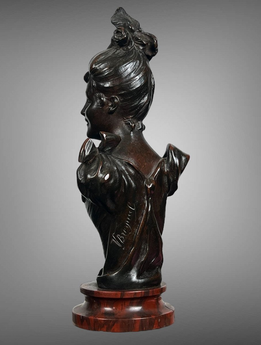 Ancient Bronze By Victor Léopold Bruyneel 1849 Representing An Elegant Woman-photo-4