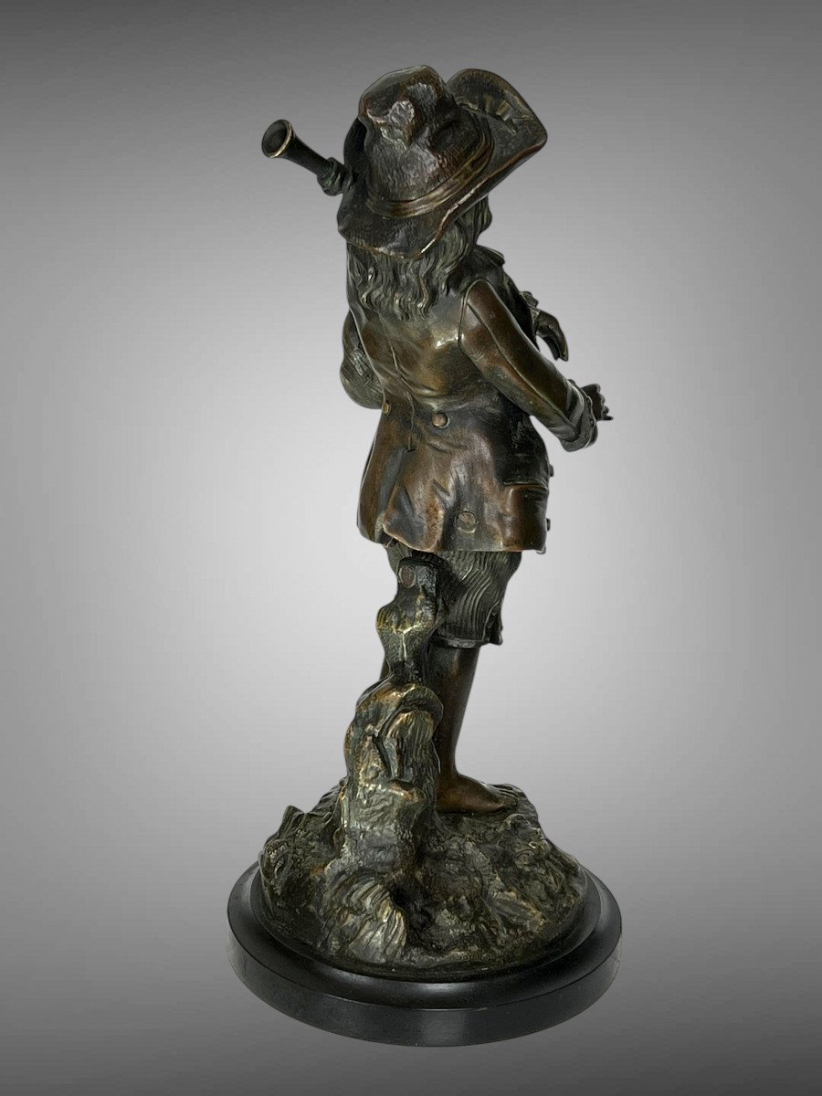 Antique Bronze With Shaded Patina Signed By "e. Clavier" The Bagpipe Player-photo-1