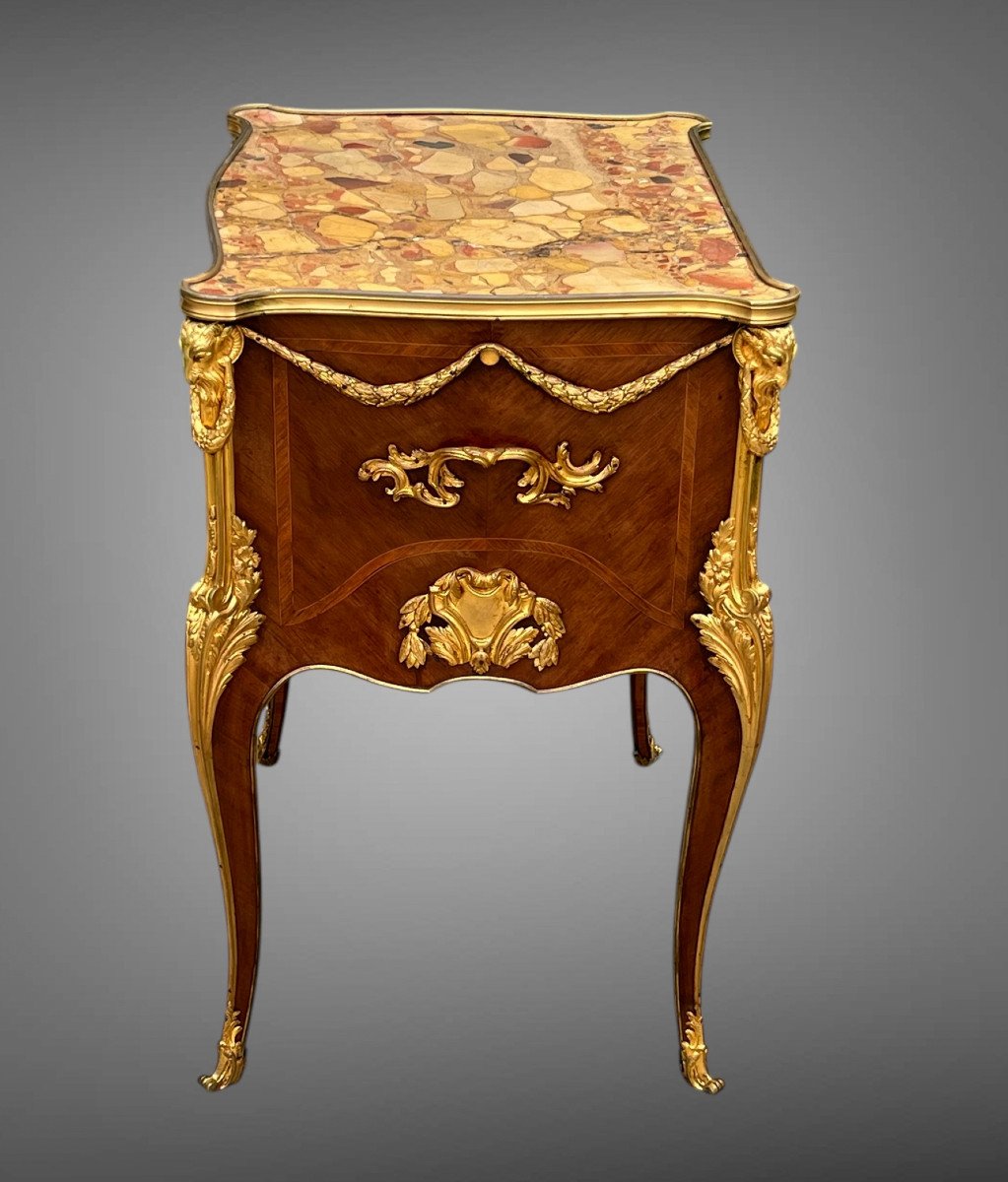 Napoleon III Living Room Furniture In Marquetry Decorated With Gilt Bronze After Sormani-photo-1