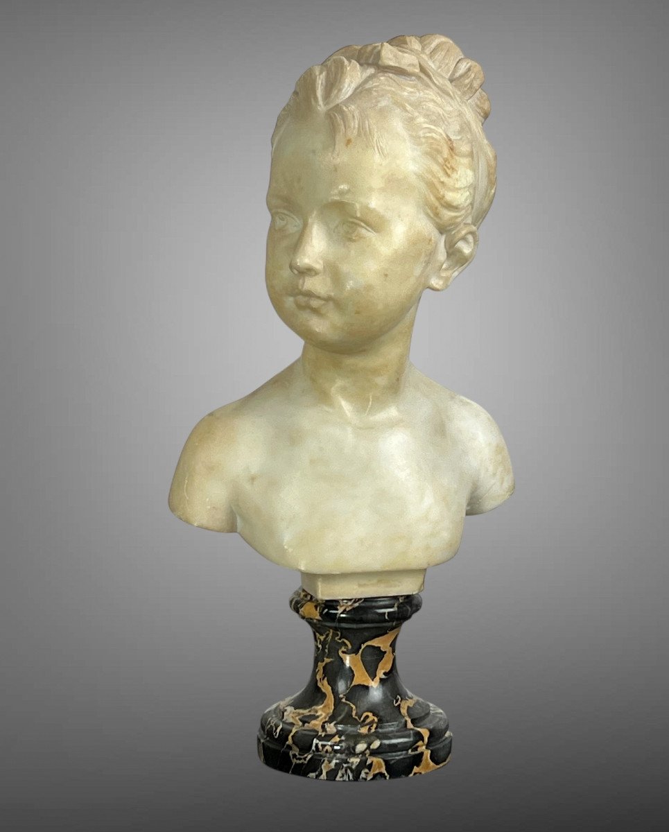 19th Century Marble Bust Of Louise Brongniart After Houdon (1741-1828)-photo-3