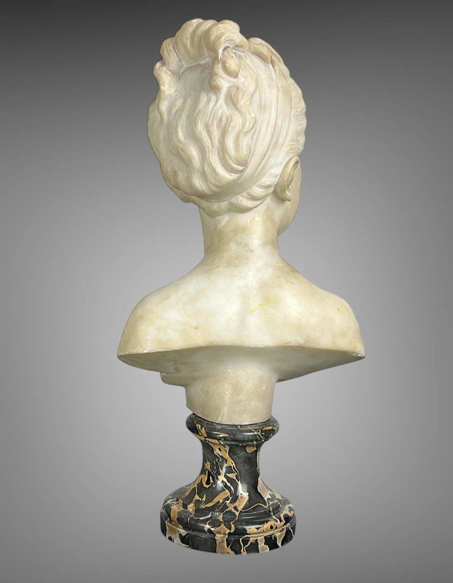 19th Century Marble Bust Of Louise Brongniart After Houdon (1741-1828)-photo-2