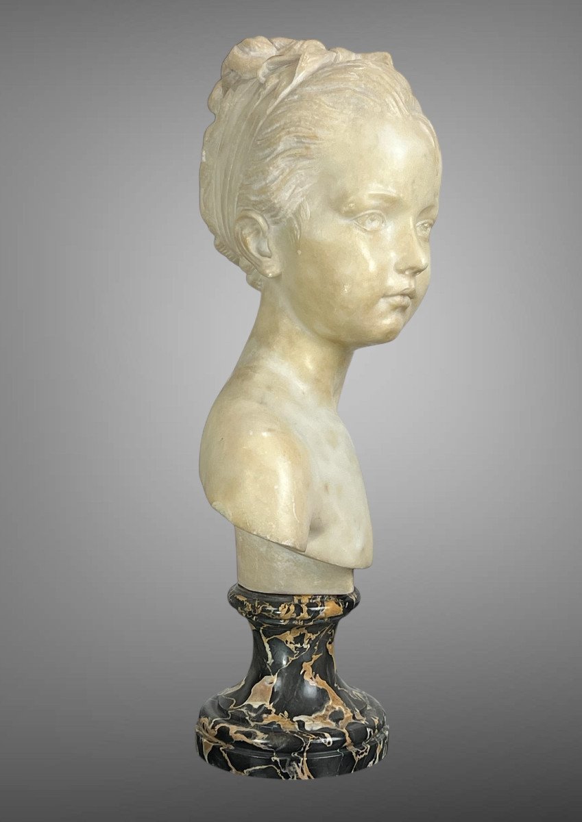 19th Century Marble Bust Of Louise Brongniart After Houdon (1741-1828)-photo-3