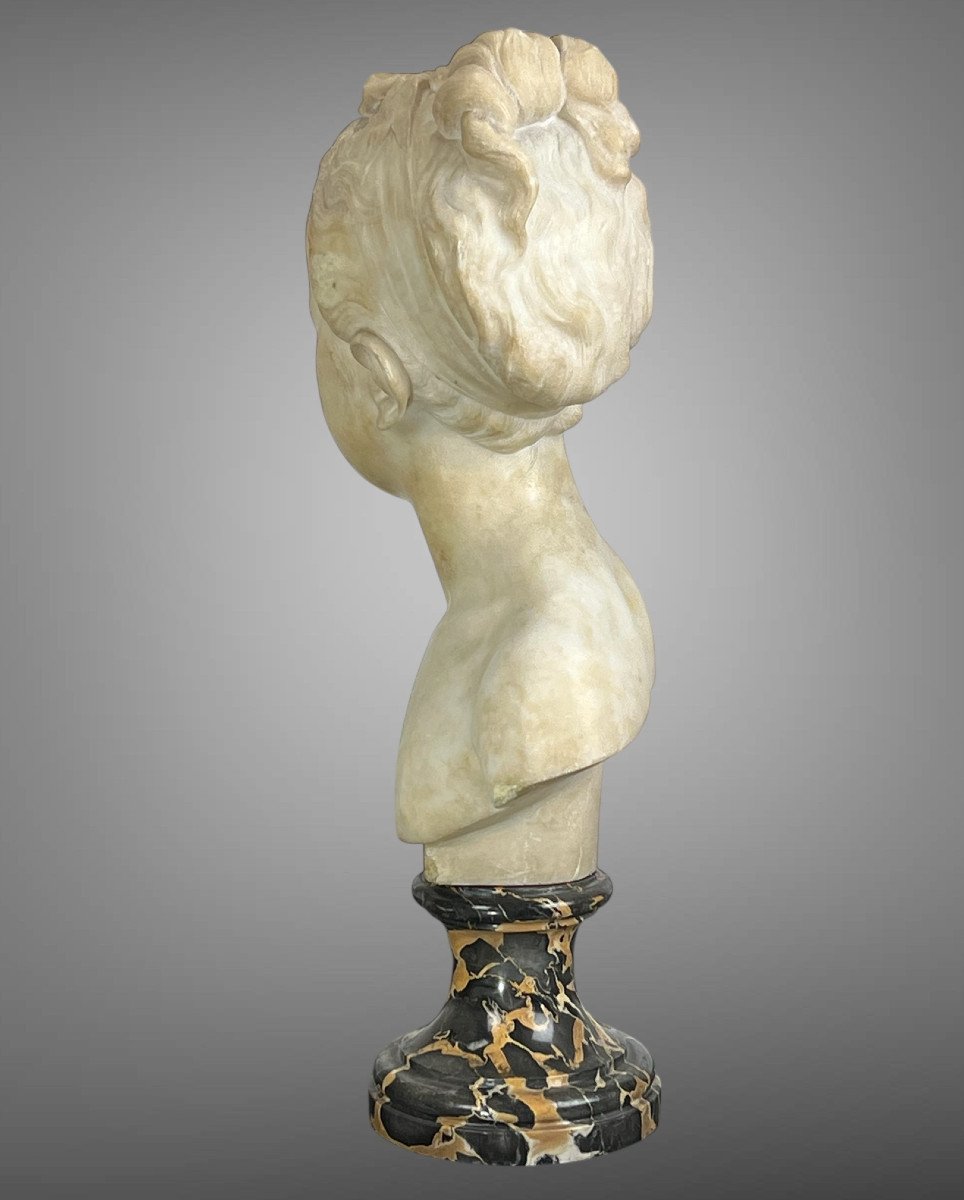 19th Century Marble Bust Of Louise Brongniart After Houdon (1741-1828)-photo-4