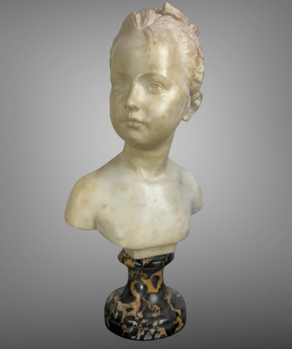 19th Century Marble Bust Of Louise Brongniart After Houdon (1741-1828)-photo-5