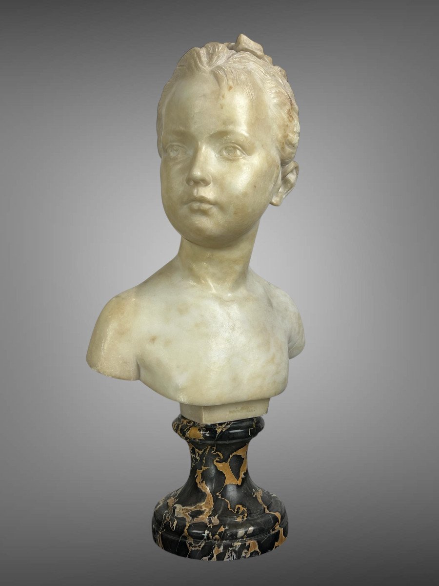 19th Century Marble Bust Of Louise Brongniart After Houdon (1741-1828)-photo-6