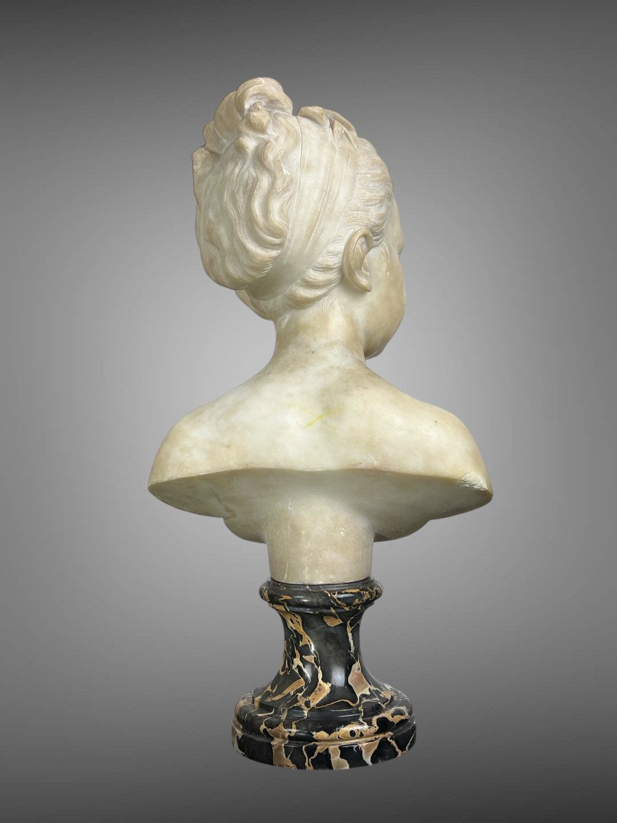 19th Century Marble Bust Of Louise Brongniart After Houdon (1741-1828)-photo-7