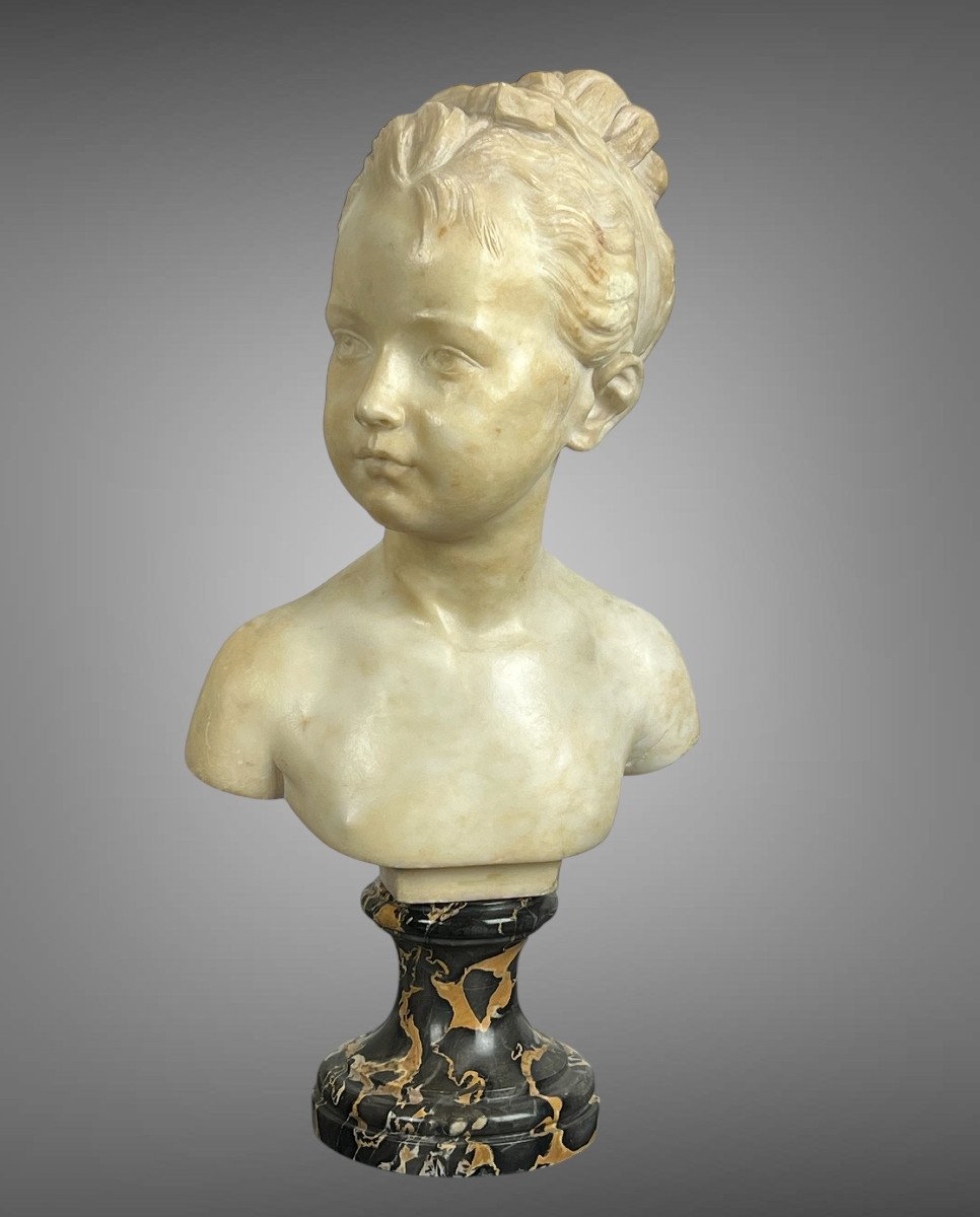 19th Century Marble Bust Of Louise Brongniart After Houdon (1741-1828)-photo-8