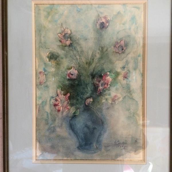 Superb Watercolor Under Glass Signed By "a Coudert" The Bouquet Of Flowers "-photo-4