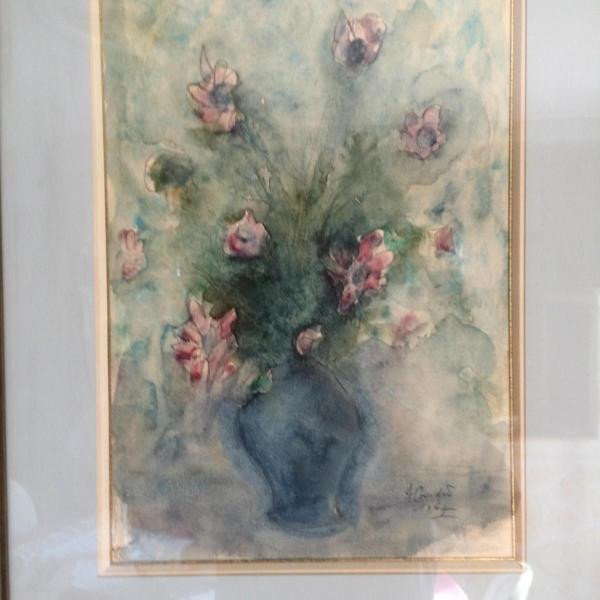 Superb Watercolor Under Glass Signed By "a Coudert" The Bouquet Of Flowers "-photo-2