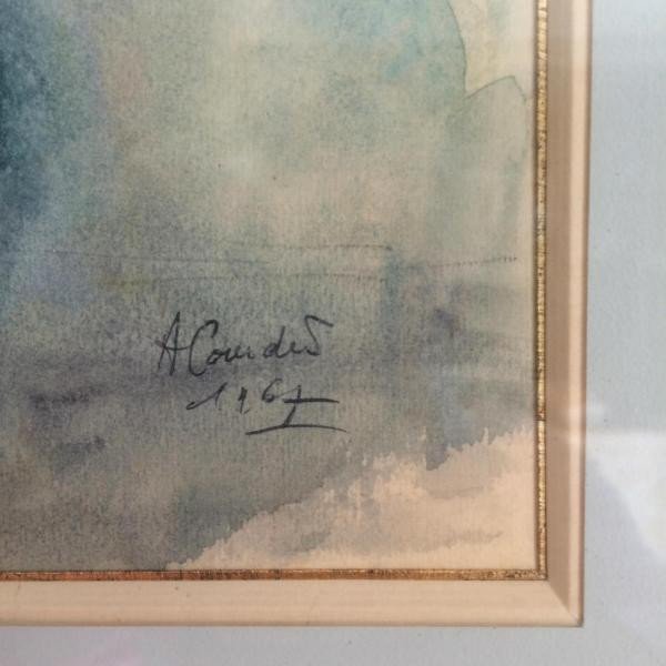 Superb Watercolor Under Glass Signed By "a Coudert" The Bouquet Of Flowers "-photo-3