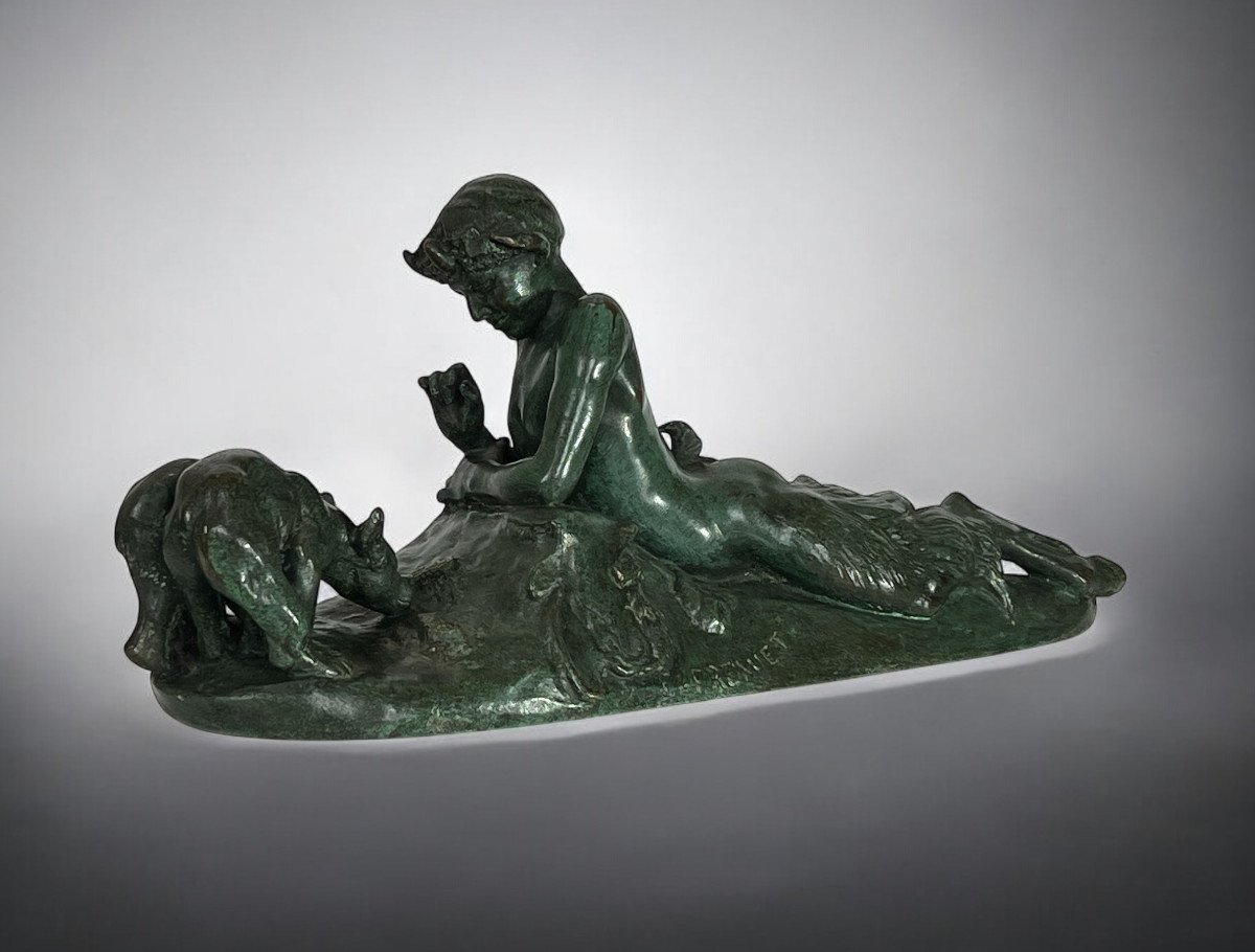 Emmanuel Fremier 1824 -1910 Bronze With Green Patina "pam And Oursons" Signed-photo-3