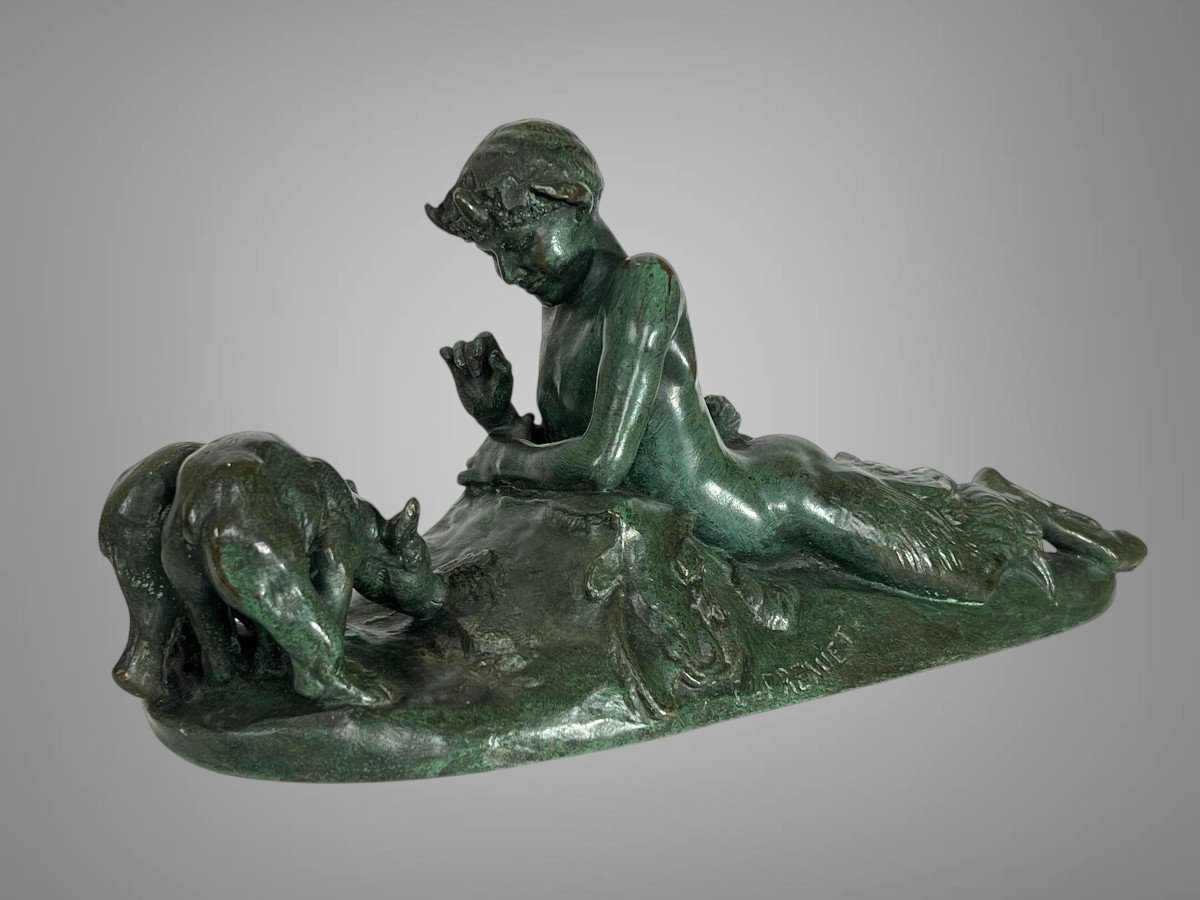 Emmanuel Fremier 1824 -1910 Bronze With Green Patina "pam And Oursons" Signed-photo-8