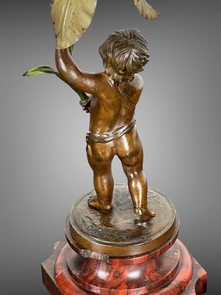 Pair Of Bronze Lamps Signed "auguste Moreau" Representing Putti-photo-6