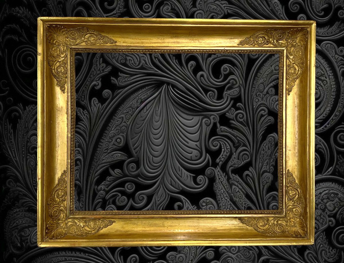 19th Century Empire Period Frame In Wood/gilded Stucco For Painting 47.5 Cm X 37 Cm-photo-3