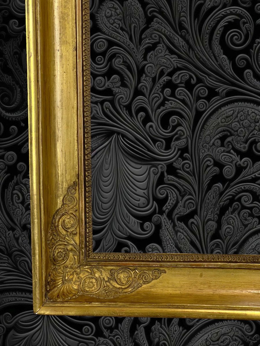 19th Century Empire Period Frame In Wood/gilded Stucco For Painting 47.5 Cm X 37 Cm-photo-1