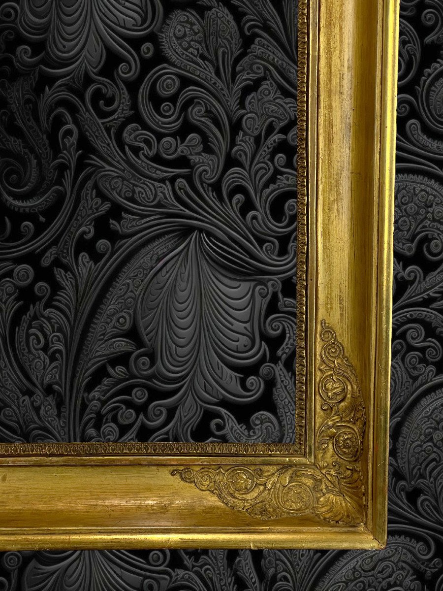 19th Century Empire Period Frame In Wood/gilded Stucco For Painting 47.5 Cm X 37 Cm-photo-2