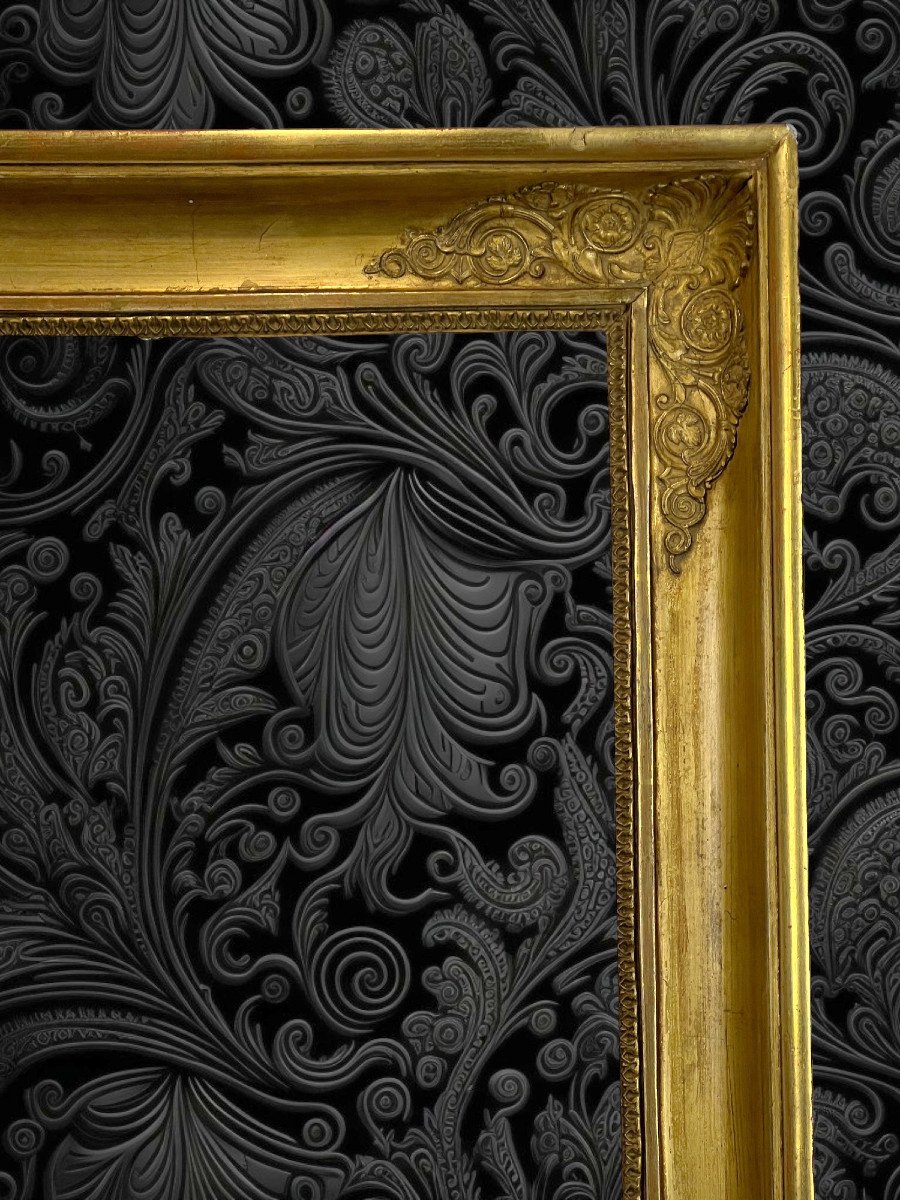 19th Century Empire Period Frame In Wood/gilded Stucco For Painting 47.5 Cm X 37 Cm-photo-3