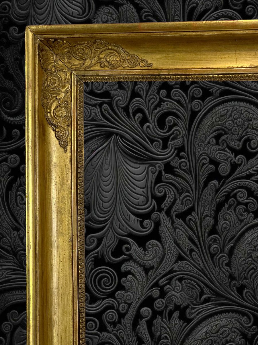 19th Century Empire Period Frame In Wood/gilded Stucco For Painting 47.5 Cm X 37 Cm-photo-4