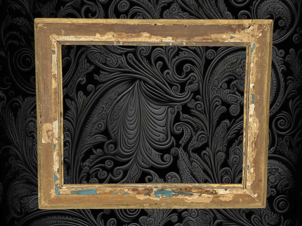 19th Century Empire Period Frame In Wood/gilded Stucco For Painting 47.5 Cm X 37 Cm-photo-5