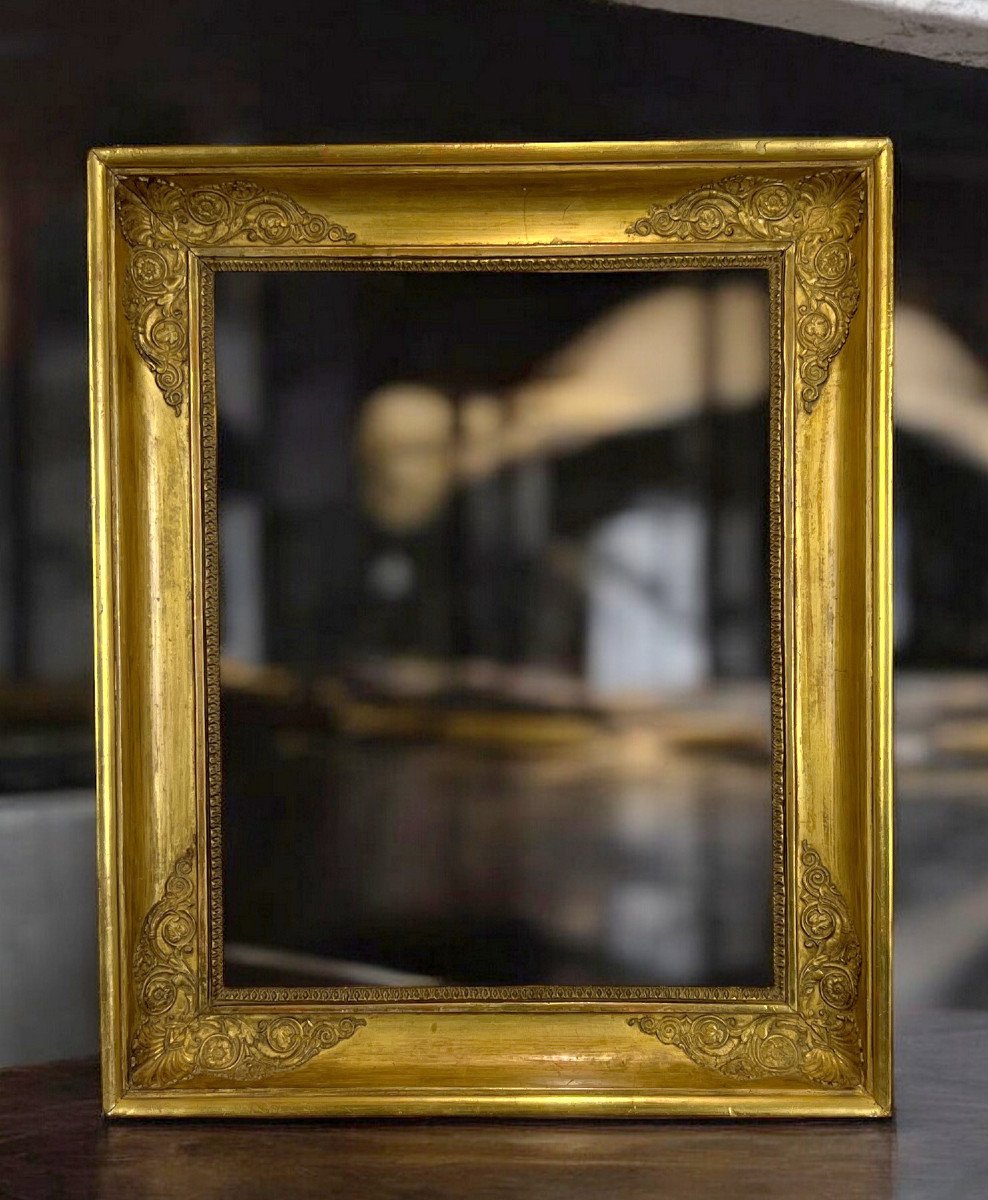 19th Century Empire Period Frame In Wood/gilded Stucco For Painting 47.5 Cm X 37 Cm