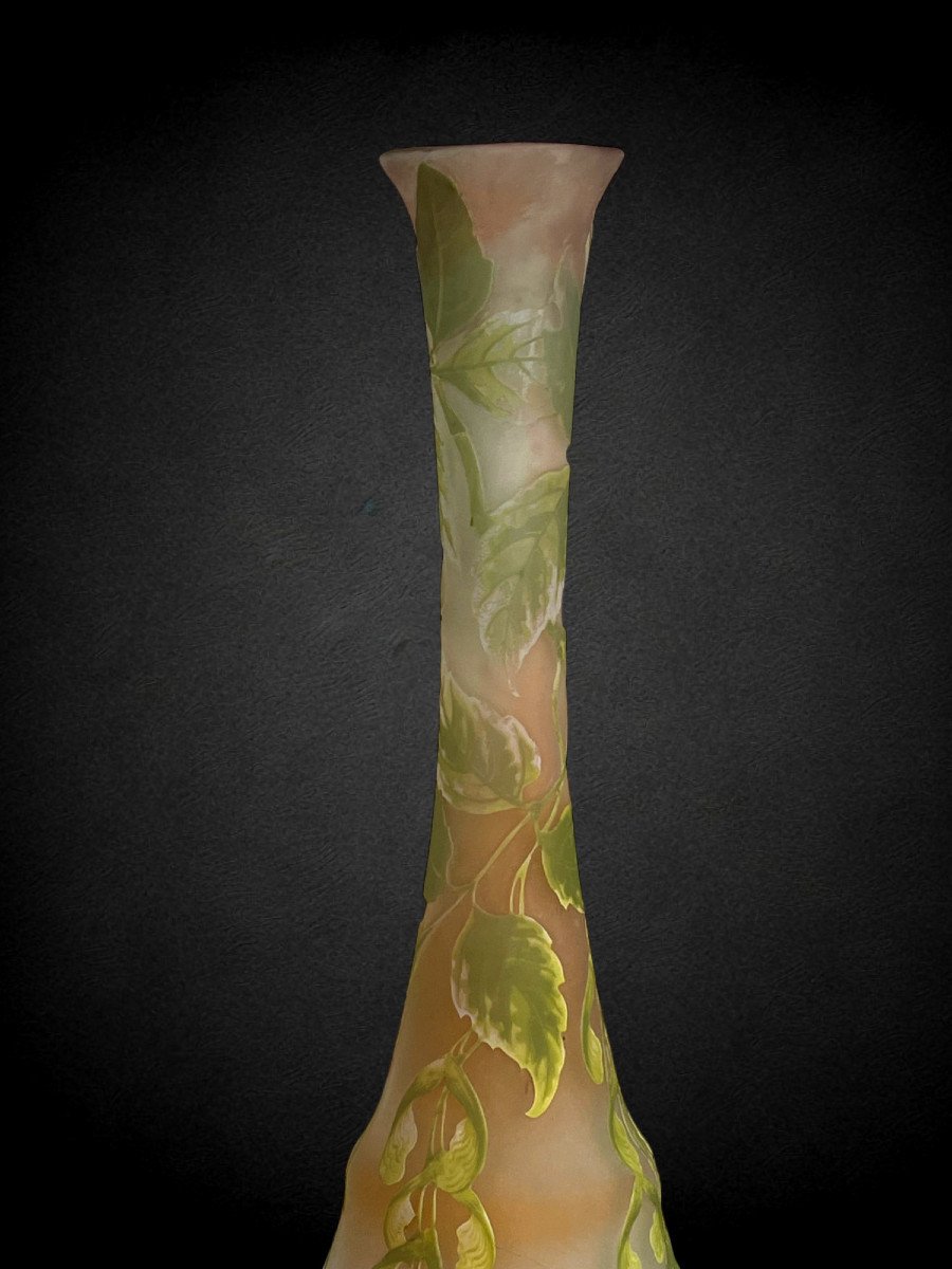 Vase By émile Gallé 1846-1904 Decorated With Maple Branches, Art Nouveau Period-photo-6