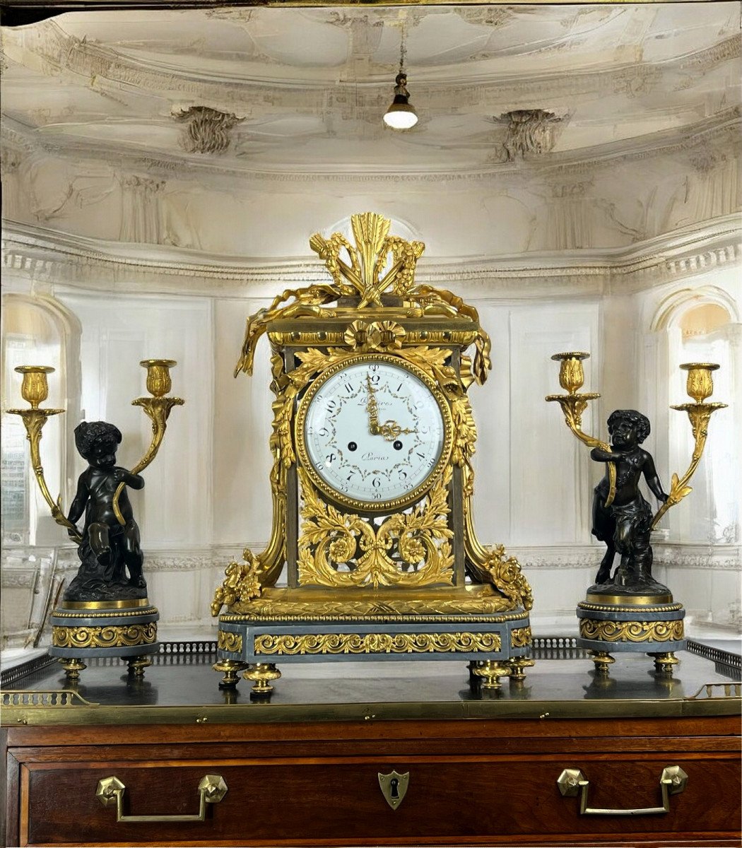 Large Fireplace Set From Maison Deniere 1820/1901 In Louis XVI Style