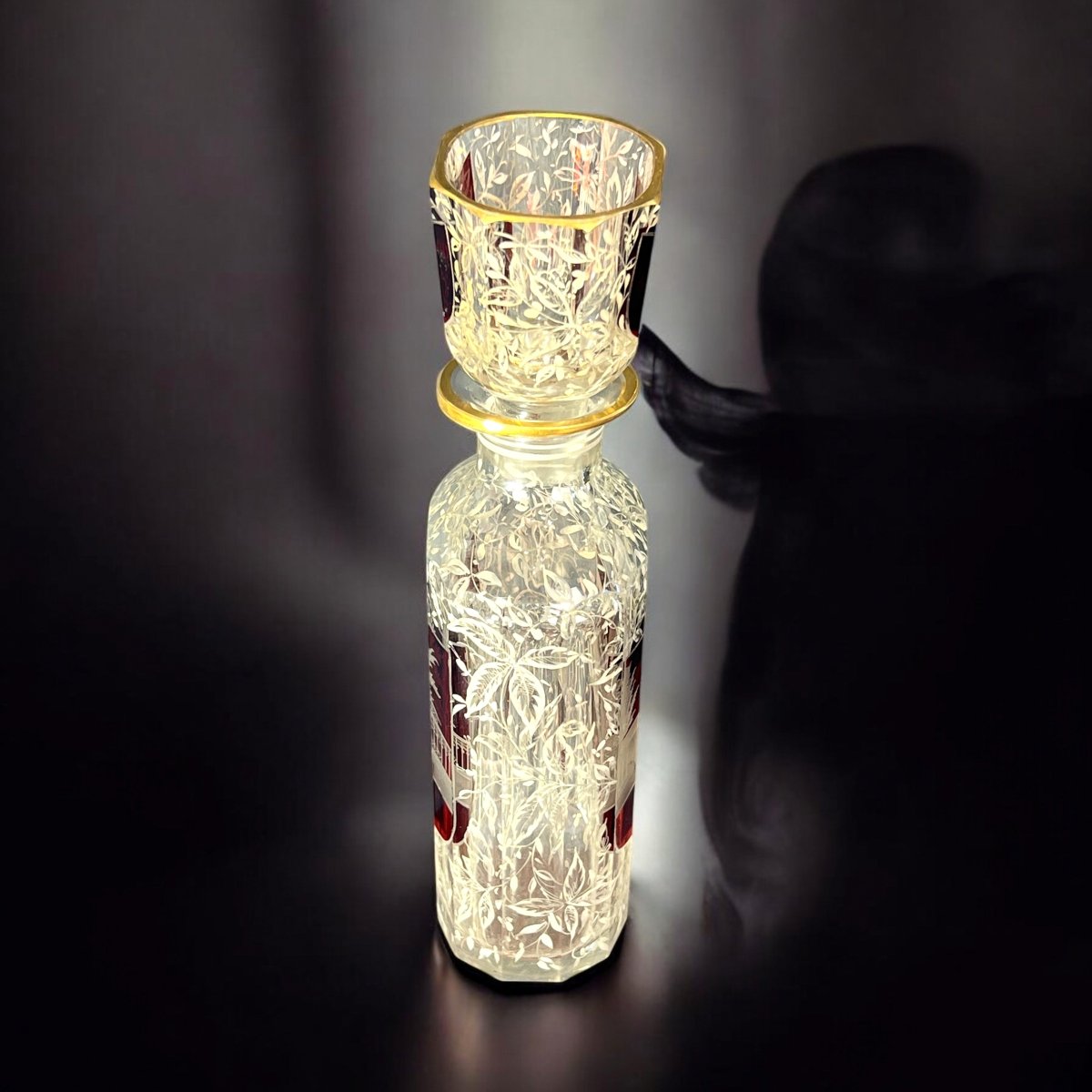 Bohemian Glass Bottle And Goblet Von Küllingen 1808 20 Cm High-photo-5