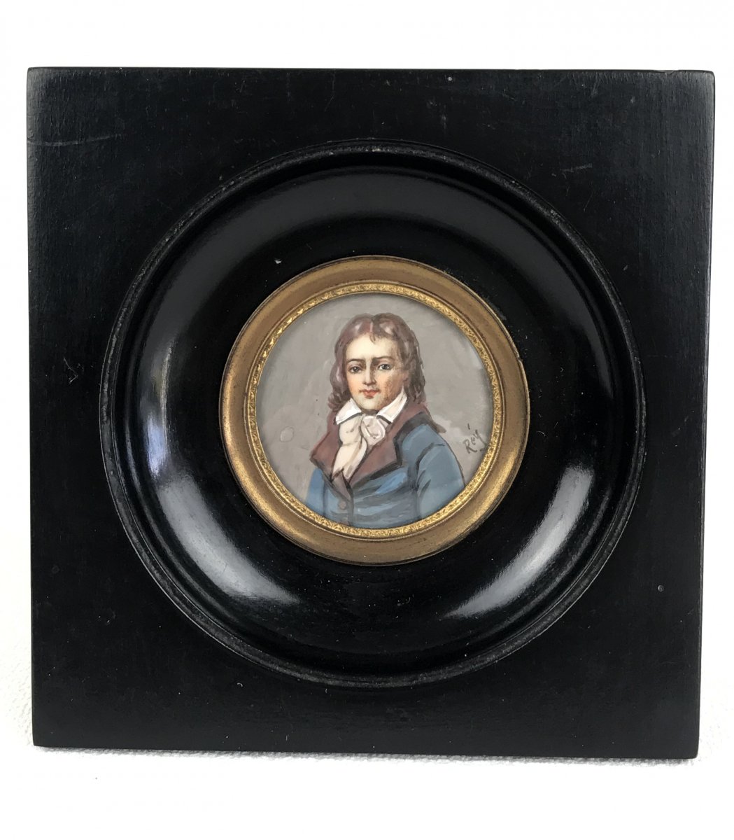 Miniature Of 19 Eme Oil / Portrait D A Young Man Signed Rey-photo-4